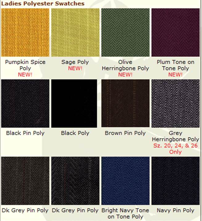 Reed Hill Poly Color chart