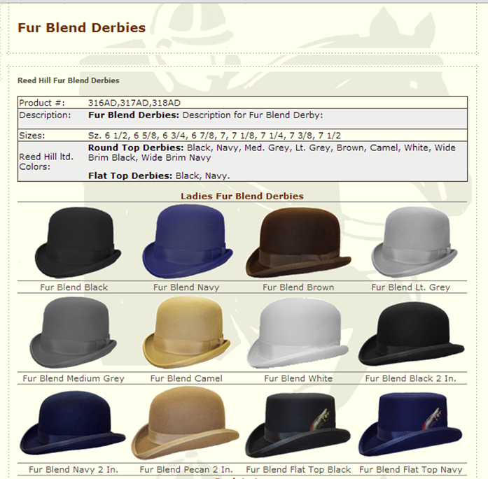 Fur Blend Derby Hats