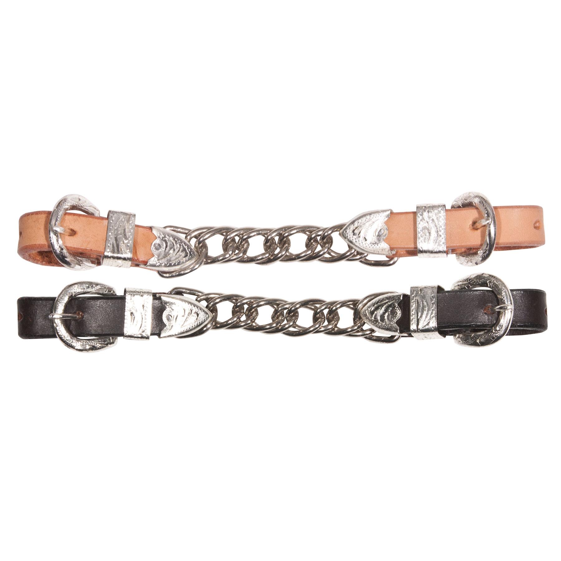 Light Oil Leather Tips Keeps Silver Buckles Western Show Curb Chain 